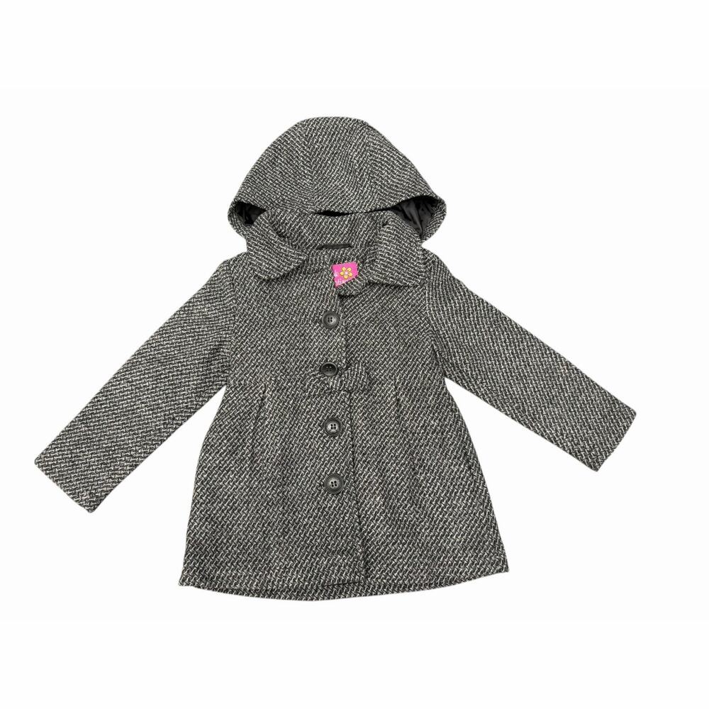 NWT Pink Platinum Girls Gray Hooded Coat Size 4